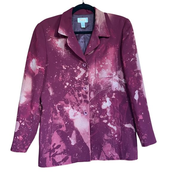Talbots Petites Maroon DIY tie dyed Pant Suit Size 10 - Picture 2 of 9